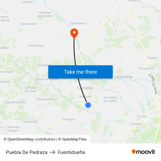 Puebla De Pedraza to Fuentidueña map