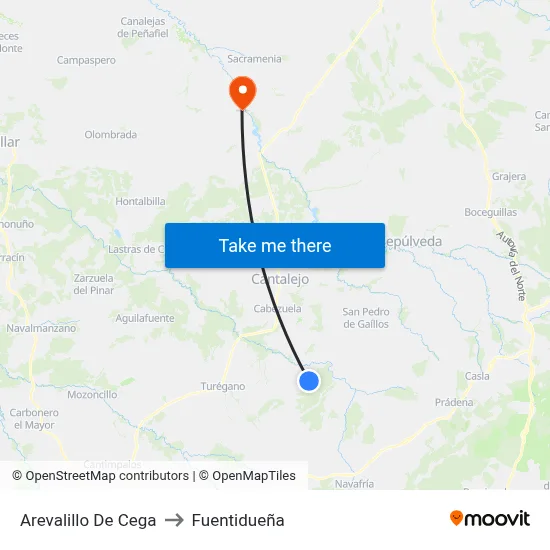 Arevalillo De Cega to Fuentidueña map