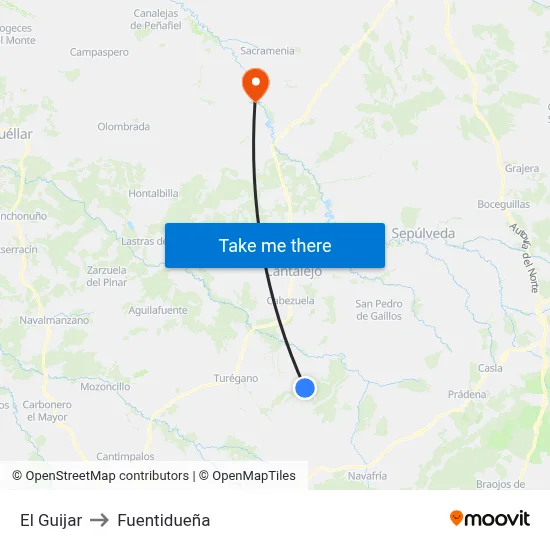 El Guijar to Fuentidueña map