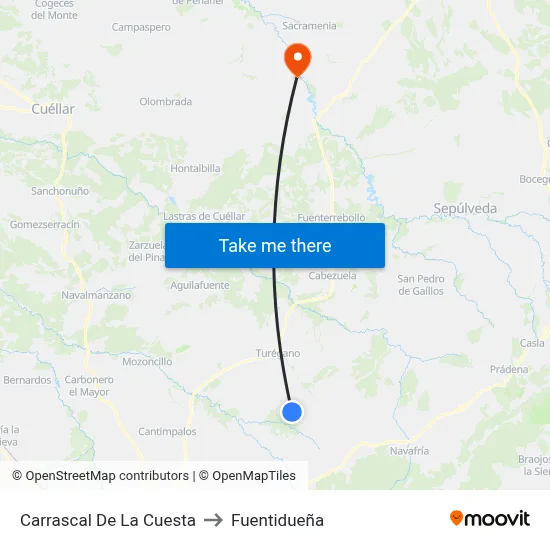 Carrascal De La Cuesta to Fuentidueña map