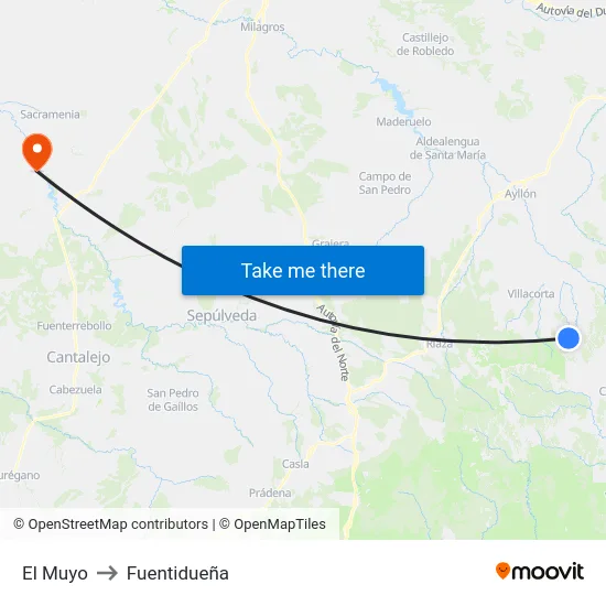 El Muyo to Fuentidueña map