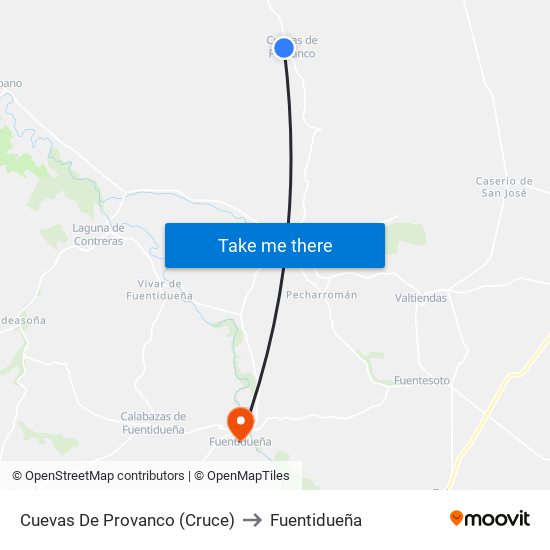 Cuevas De Provanco (Cruce) to Fuentidueña map