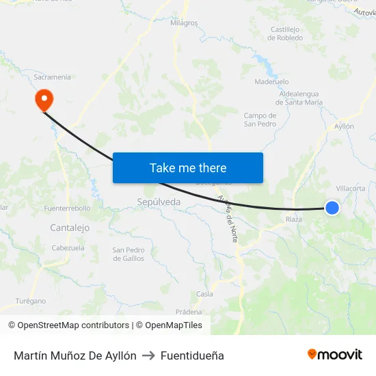 Martín Muñoz De Ayllón to Fuentidueña map