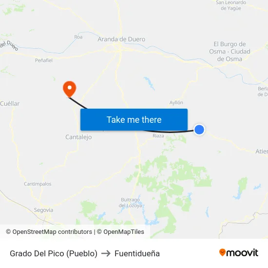 Grado Del Pico (Pueblo) to Fuentidueña map