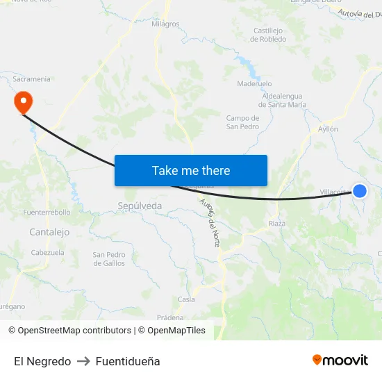 El Negredo to Fuentidueña map