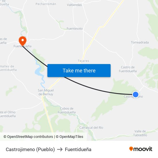 Castrojimeno (Pueblo) to Fuentidueña map