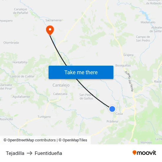 Tejadilla to Fuentidueña map
