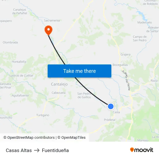 Casas Altas to Fuentidueña map