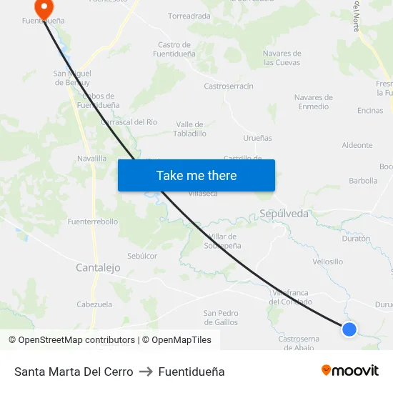 Santa Marta Del Cerro to Fuentidueña map