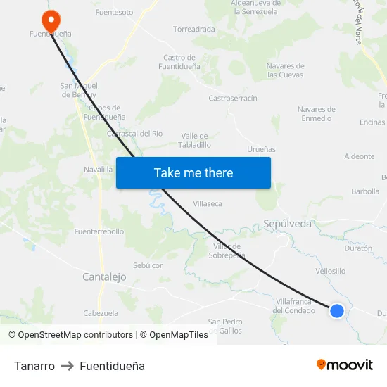 Tanarro to Fuentidueña map