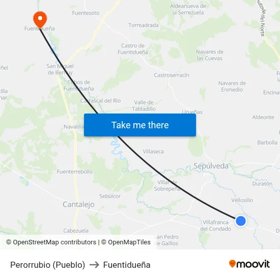 Perorrubio (Pueblo) to Fuentidueña map