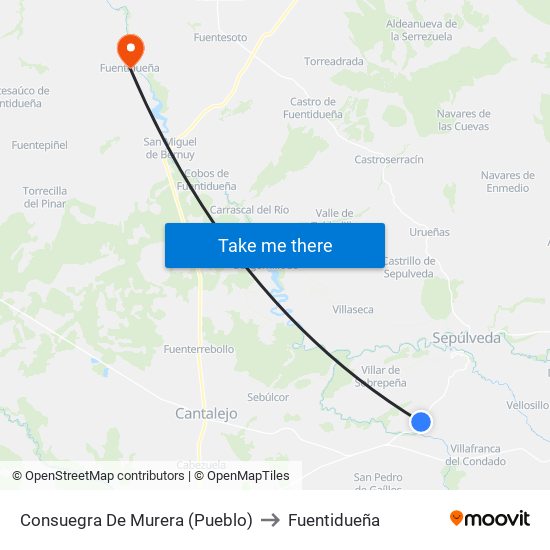 Consuegra De Murera (Pueblo) to Fuentidueña map