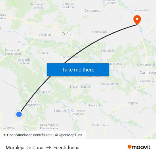 Moraleja De Coca to Fuentidueña map