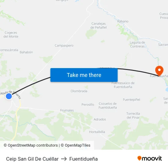 Ceip San Gil De Cuéllar to Fuentidueña map