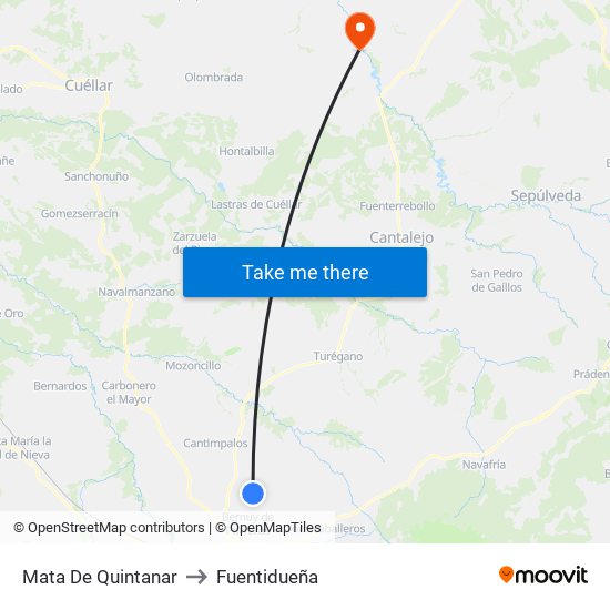 Mata De Quintanar to Fuentidueña map