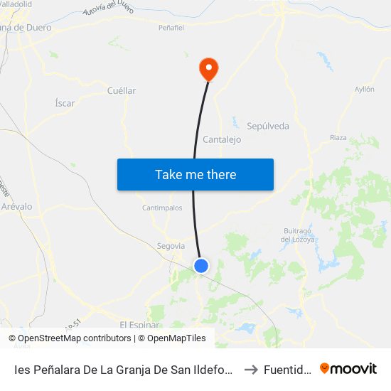 Ies Peñalara De La Granja De San Ildefonso (Ascenso) to Fuentidueña map