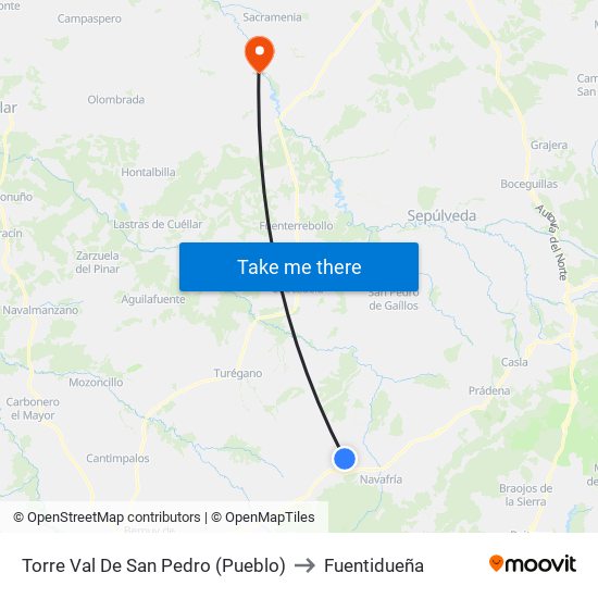 Torre Val De San Pedro (Pueblo) to Fuentidueña map