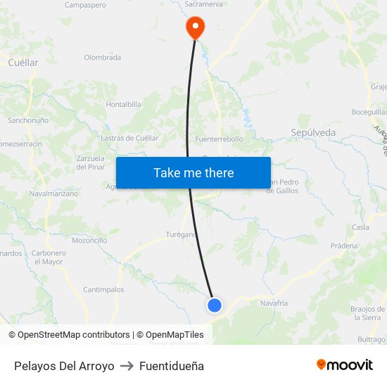 Pelayos Del Arroyo to Fuentidueña map