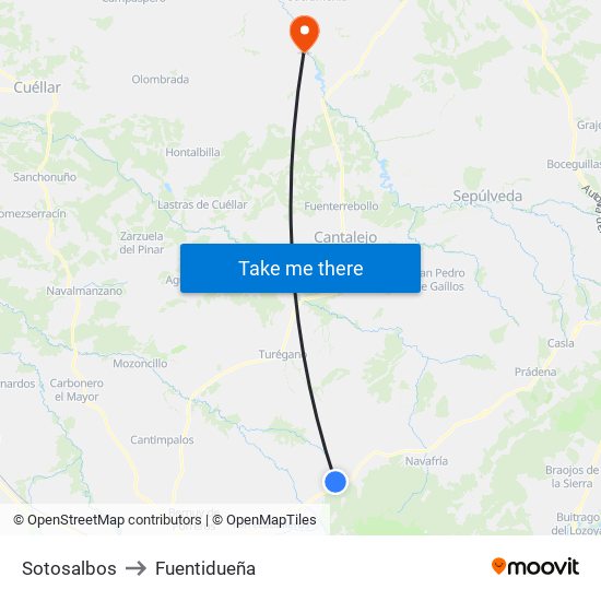 Sotosalbos to Fuentidueña map