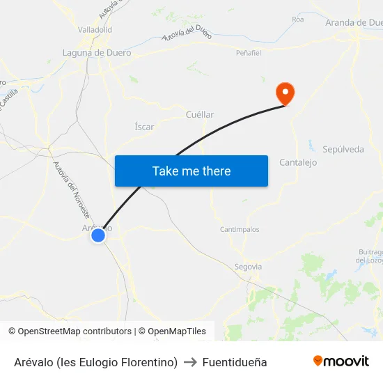 Arévalo (Ies Eulogio Florentino) to Fuentidueña map