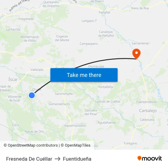 Fresneda De Cuéllar to Fuentidueña map