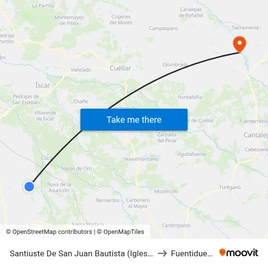 Santiuste De San Juan Bautista (Iglesia) to Fuentidueña map