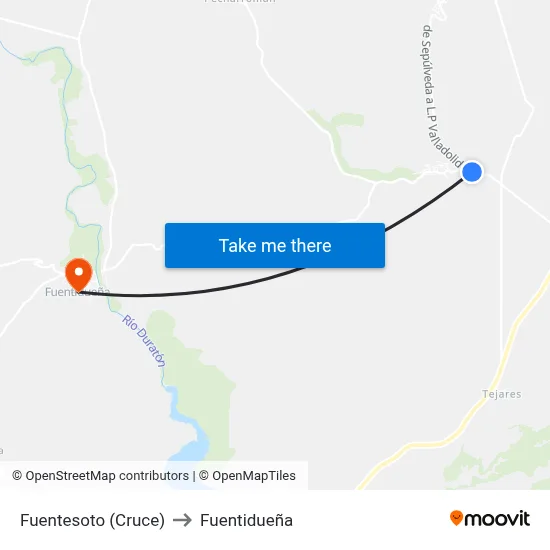 Fuentesoto (Cruce) to Fuentidueña map
