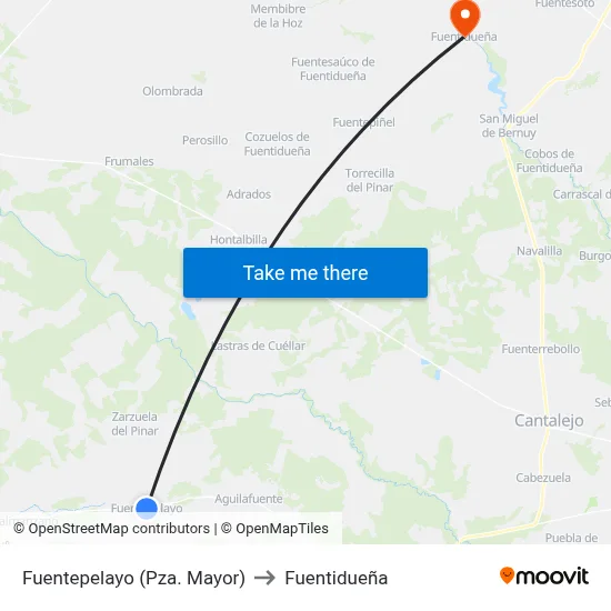 Fuentepelayo (Pza. Mayor) to Fuentidueña map