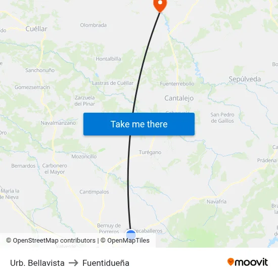 Urb. Bellavista to Fuentidueña map