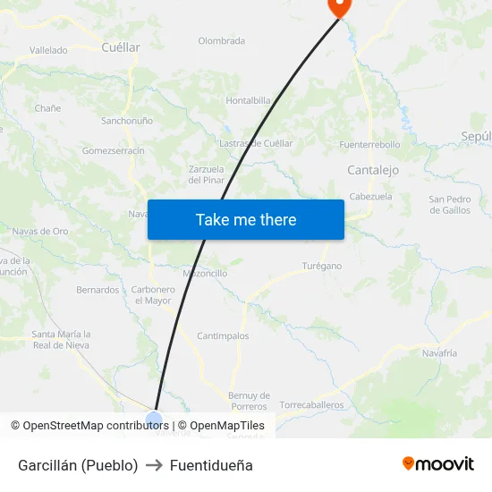 Garcillán (Pueblo) to Fuentidueña map