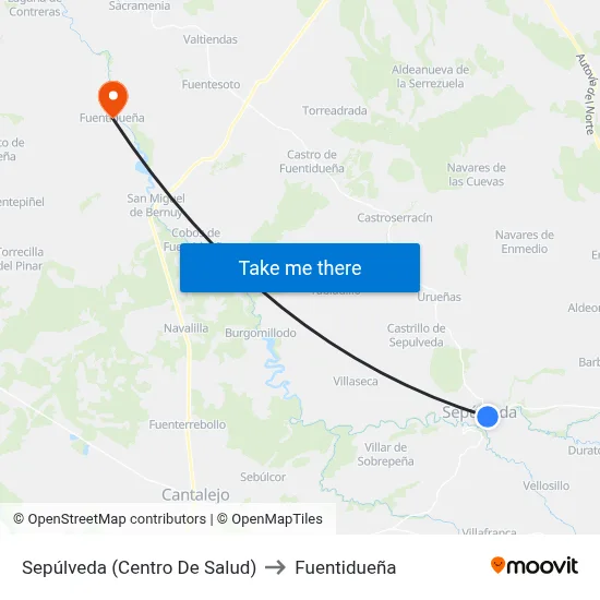 Sepúlveda (Centro De Salud) to Fuentidueña map
