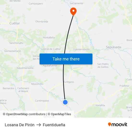Losana De Pirón to Fuentidueña map