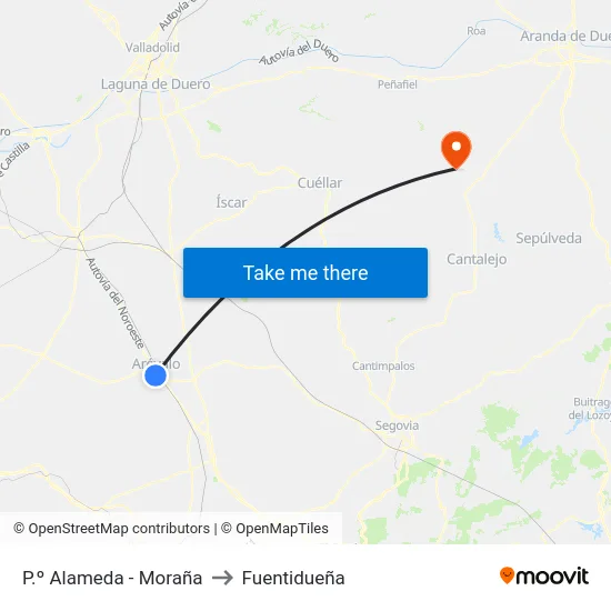 P.º Alameda - Moraña to Fuentidueña map