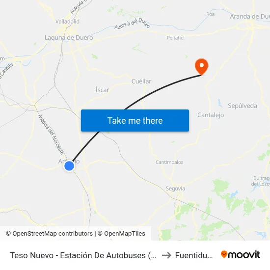 Teso Nuevo - Estación De Autobuses (Myla) to Fuentidueña map