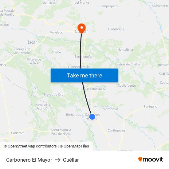 Carbonero El Mayor to Cuéllar map