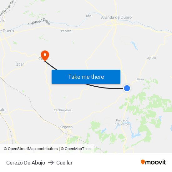 Cerezo De Abajo to Cuéllar map