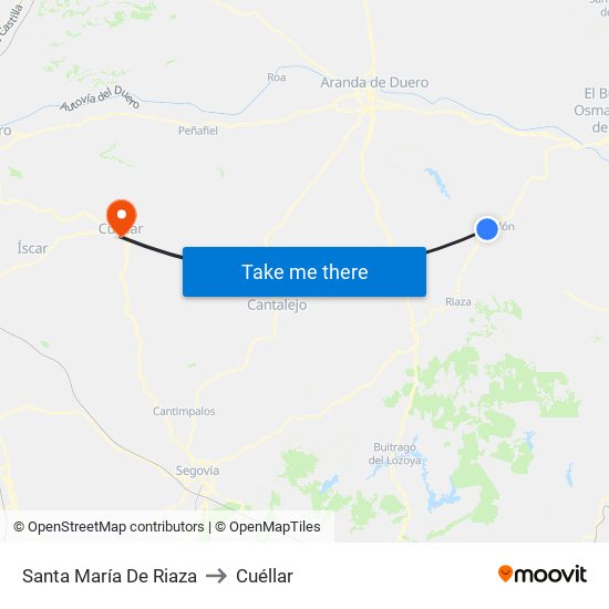 Santa María De Riaza to Cuéllar map