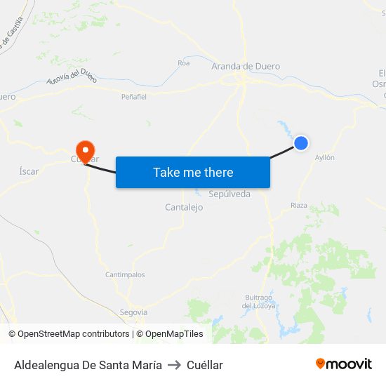 Aldealengua De Santa María to Cuéllar map