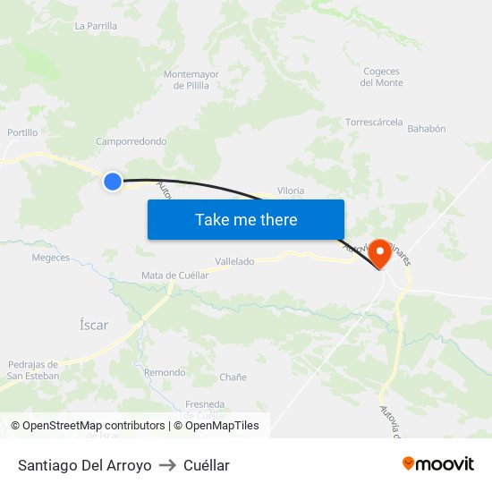 Santiago Del Arroyo to Cuéllar map