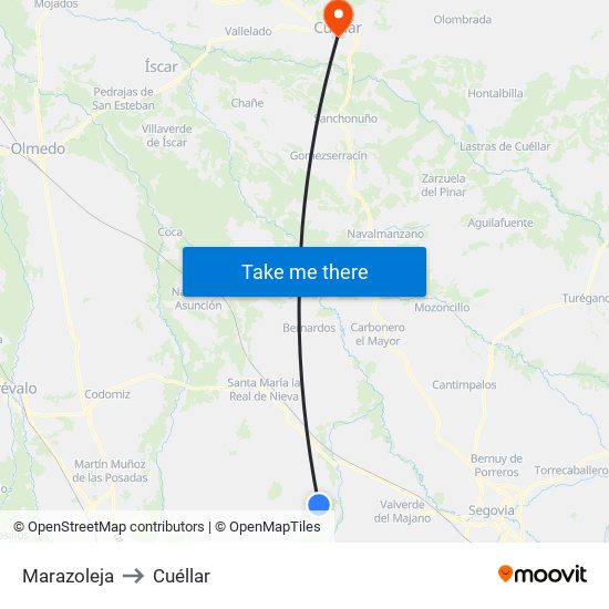 Marazoleja to Cuéllar map