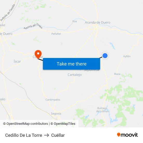 Cedillo De La Torre to Cuéllar map