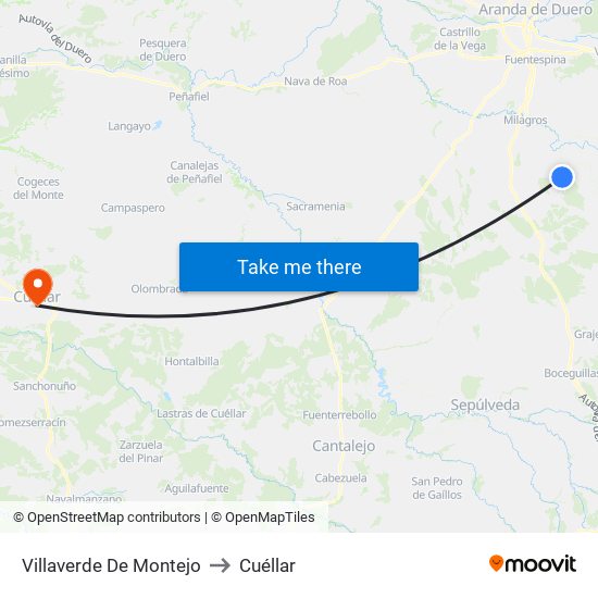 Villaverde De Montejo to Cuéllar map