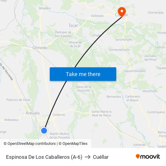 Espinosa De Los Caballeros (A-6) to Cuéllar map