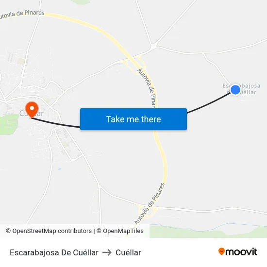 Escarabajosa De Cuéllar to Cuéllar map