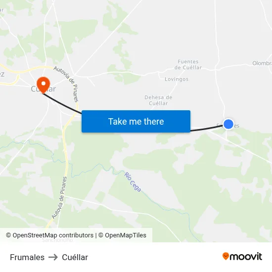 Frumales to Cuéllar map