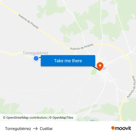 Torregutiérrez to Cuéllar map