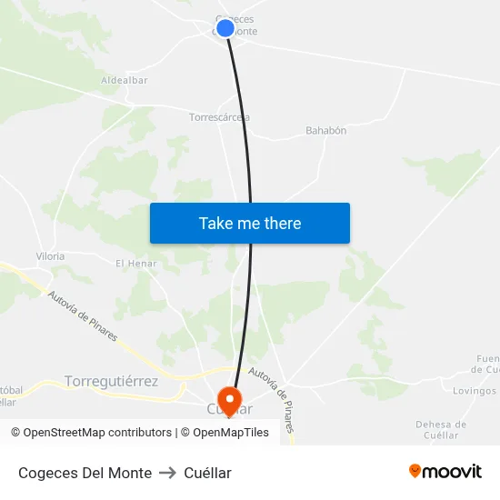 Cogeces Del Monte to Cuéllar map