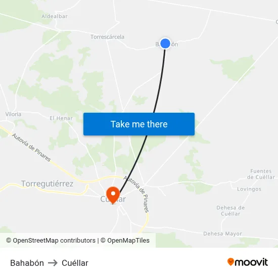 Bahabón to Cuéllar map