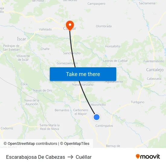 Escarabajosa De Cabezas to Cuéllar map