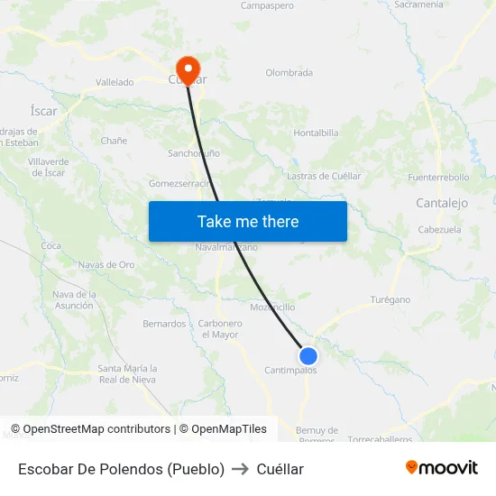 Escobar De Polendos (Pueblo) to Cuéllar map